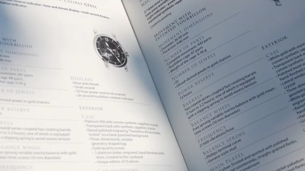 Fiche technique du modèle 24 Secondes Contemporain