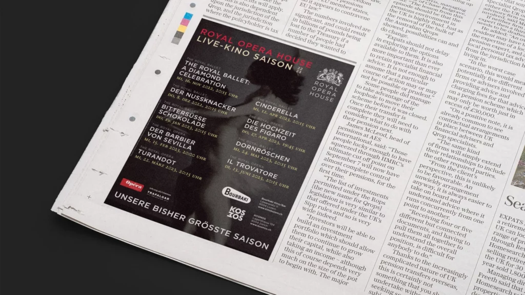 Annonce presse Live-Kino Saison dans un journal